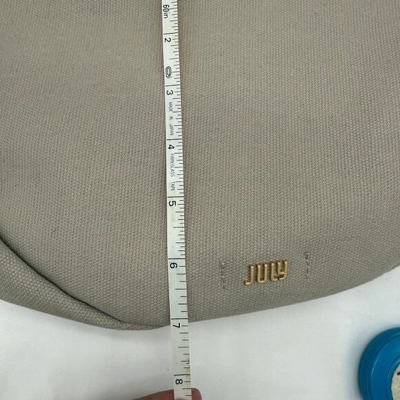 July Everyday Crescent Crossbody Bag in Taupe Beige 100% Cotton Minimalist Style - Picture 16 of 16